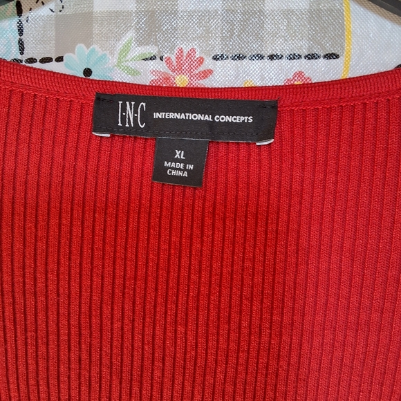 NWT INC LONG SLEEVE WOMENS RIBBED SQUARE NECK FULL ZIP SWEATER - Picture 3 of 6